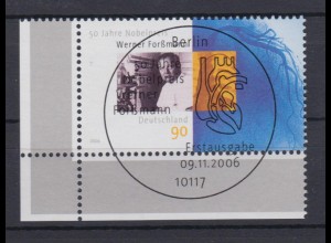 Bund 2573 Eckrand links unten 50 Jahre Nobelpreis W. Forßmann 90 C ESST Berlin