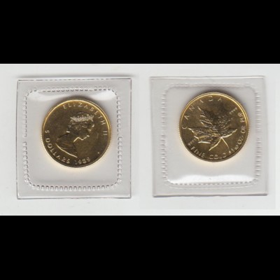 Goldmünze Kanada Maple Leaf 1/10 OZ 1989 eingeschweißt