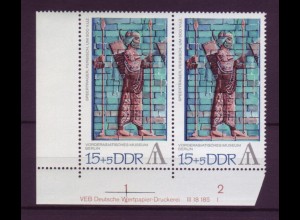 DDR 1786 Druckvermerk im Paar Briefmarkenaus. Interartes Berlin 15+ 5 Pf **