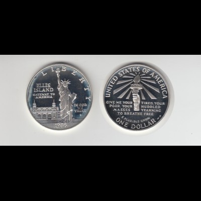 Silbermünze USA 1 Dollar Liberty Freiheitsstatue 1986 PP in Kapsel 