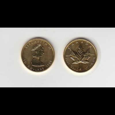 Goldmünze Kanada Maple Leaf 1/4 OZ 10 Dollar 1988