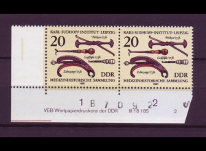 DDR 2641 Druckvermerk im Paar Leipzig Medizinhistorische Sammlung 20 Pf **