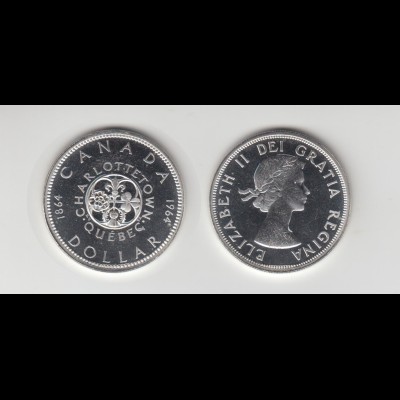 Silbermünze Kanada 1 Dollar 1964 Charlottetown Querbec