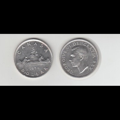 Silbermünze Kanada 1 Dollar 1950 Kanu 