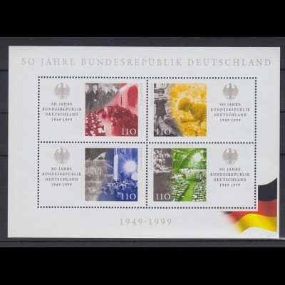 Bund Block 49 I mit Plattenfehler 50 Jahre Bundesrepublik Deutschland postfrisch