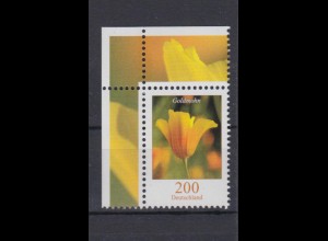 Bund 2568 Eckrand links oben Blumen Goldmohn 200 Cent postfrisch