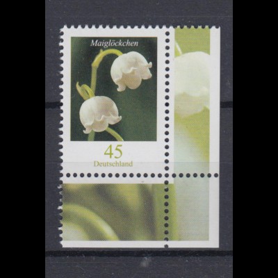 Bund 2794 Eckrand rechts unten Blumen Maiglöckchen 45 Cent postfrisch