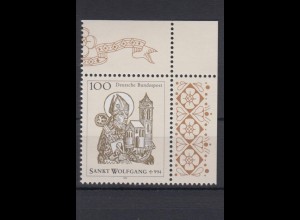 Bund 1762 Eckrand rechts oben heiliger Wolfgang 100 Pf postfrisch 