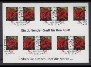 Bund 2675 SELBSTKLEBEND Folienblatt 7 Blumen Gartenrose 55 C ESST Bonn