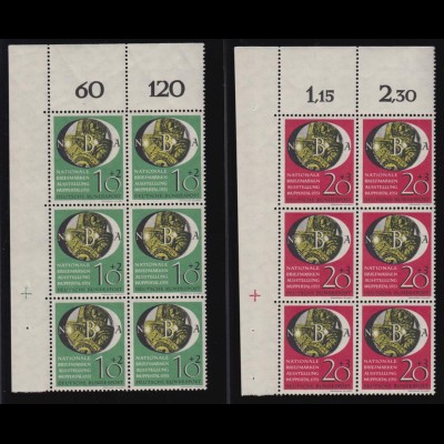 Bund 141-142 Eckrand links oben 6er Block Nationale Briefmarkenausstellung **