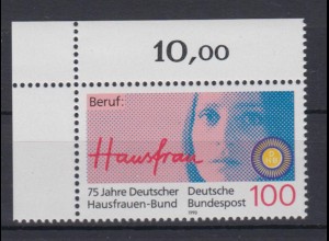 Bund 1460 Eckrand links oben 75 J. Deutsche Hausfrauen Bund 100 Pf postfrisch