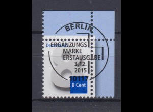 Bund 3188 Eckrand rechts oben Ergänzungswert 8 Cent Ersttagsstempel Berlin