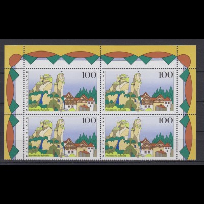 Bund 1807 Eckrand oben links + rechts 4er Block Bilder aus Deutschland 100 Pf **