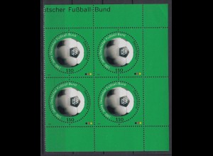 Bund 2091 4er Block Eckrand rechts 100 Jahre Deutscher Fußball-Bund 110 Pf **