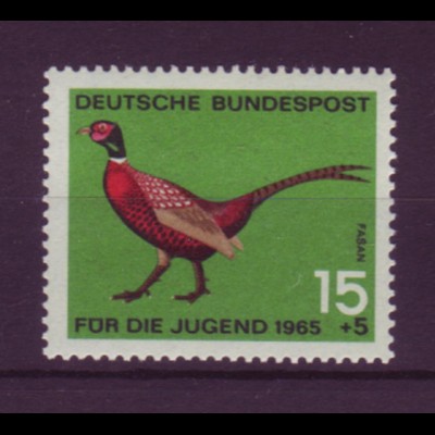 Bund 465 DD mit Doppeldruck Jagdbares Federwild Jagdfasan 15 Pf postfrisch