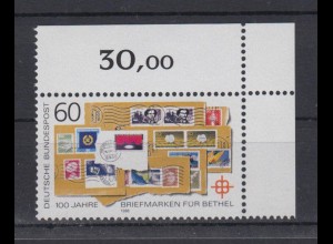 Bund 1395 III Plattenfehler Eckrand rechts oben Briefmarken für Bethel 60 Pf **