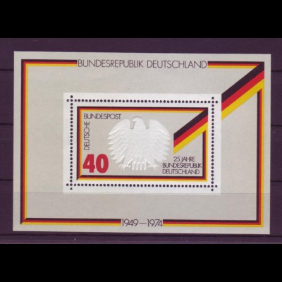 Bund Block 10 mit Doppeldruck 25 J. Bundesrepublik Deutschland 40 Pf postfrisch