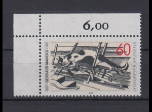 Bund 1410 Eckrand links oben 100. Geburtstag Gerhard Marcks 60 Pf postfrisch