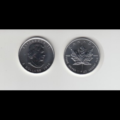Silbermünze 1 OZ Kanada 5 Dollar 2010 Maple Leaf