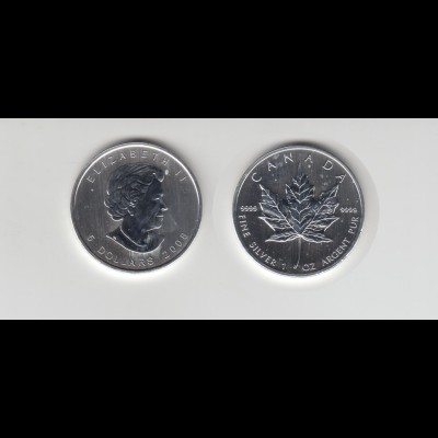 Silbermünze 1 OZ Kanada 5 Dollar 2008 Maple Leaf