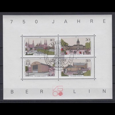 Berlin Block 8 750 Jahre Berlin mit Ersttagsstempel Berlin