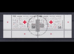 Bund 2998 Eckrand links + rechts unten 150 Jahre Rotes Kreuz 58 C ESST Berlin