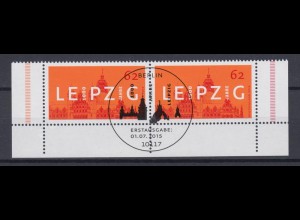 Bund 3164 Eckrand links und rechts unten 1000 Jahre Leipzig 62 C ESST Berlin