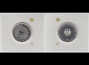 Silbermünze 10 DM 1999 50 Jahre Grundgesetz BRD "J" polierte Platte (28)