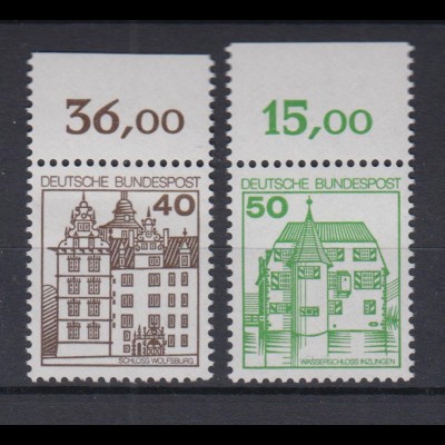 Bund 1037-1038 mit Oberrand Burgen+Schlösser 40 Pf + 50 Pf postfrisch