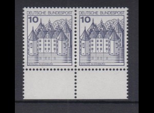 Bund 913 mit Unterrand waagerechtes Paar Burgen + Schlösser 10 Pf postfrisch