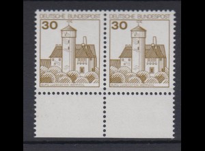Bund 914 mit Unterrand waagerechtes Paar Burgen + Schlösser 30 Pf postfrisch