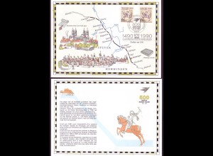 Bund/Berlin Gedenkblatt 1445 500 Jahre Europäische Postverbindung 1990 ESST