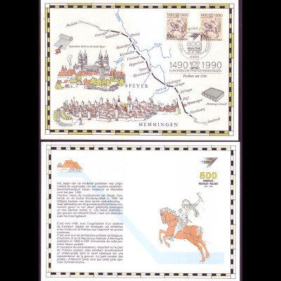Bund/Berlin Gedenkblatt 1445 500 Jahre Europäische Postverbindung 1990 ESST