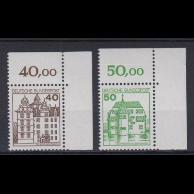 Bund 1037-1038 Eckrand rechts oben Burgen+Schlösser 40 Pf + 50 Pf postfrisch