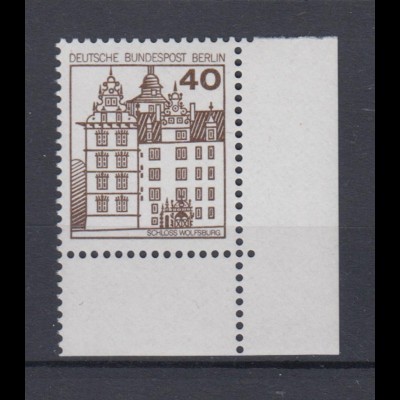 Berlin 614 Eckrand rechts unten Burgen + Schlösser 40 Pf postfrisch