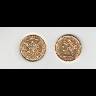 Goldmünze USA Eagle 5 Dollar 1893