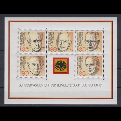 Bund Block 18 Bundespräsidenten der Bundesrepublik Deutschland 80 Pf postfrisch