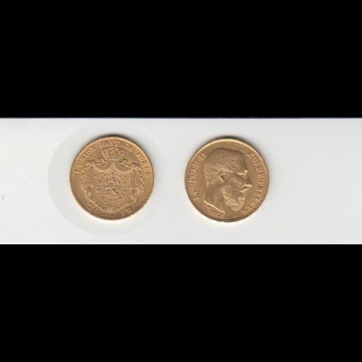 Goldmünze Belgien Leopld II. 20 Francs 1868