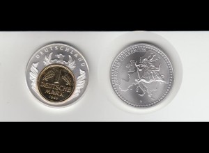Medaille European Currencies mit 1 DM Inlay vergoldet /M23