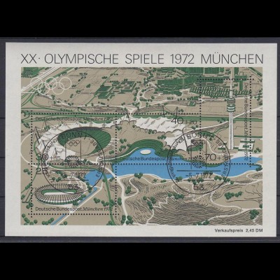 Bund Block 7 Olympische Sommerspiele München Ersttagsstempel Bonn