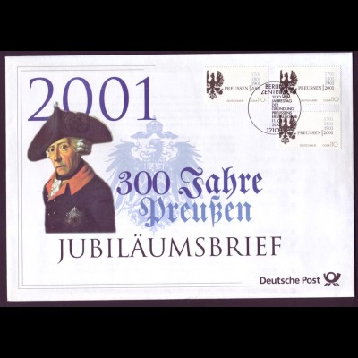 Bund Jubiläumsbrief 2001 Mi.Nr. 2162 ESST 300 Jahre Preußen