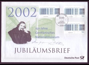 Bund Jubiläumsbrief 2002 Mi.Nr. 2269 ESST 150 Jahre Germanisches Nationalmuseum