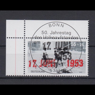 Bund 2342 Eckrand links oben Volksaufstand 17. Juni 1953 55 Cent ESST Bonn