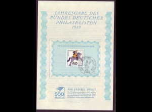 Bund 1437 BDPH Jahresgabe Wohlfahrt: Postgeschichte 1989 ESST
