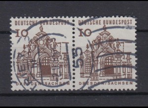 Bund 454 waagerechtes Paar Deutsche Bauwerke klein 10 Pf gestempelt /6 Trier