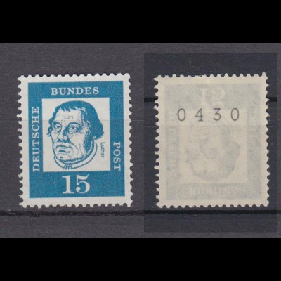 Bund 351y RM mit gerader Nummer 4 stellig Bedeutende Deutsche 15 Pf postfrisch