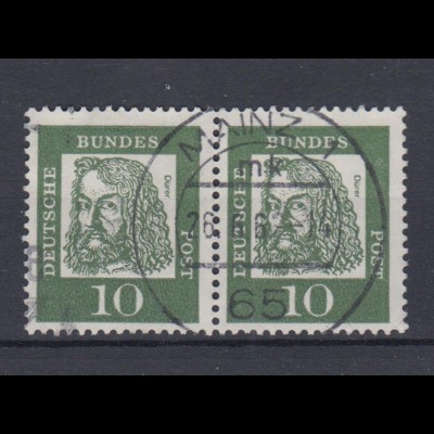 Bund 350y waagerechtes Paar Bedeutende Deutsche 10 Pf gestempelt /5 Mainz