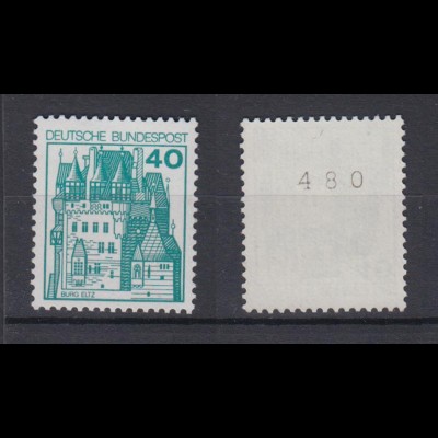 Bund 915 RM gerade Nr. Burgen + Schlösser 40 Pf postfrisch alte Fluoreszenz