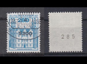 Bund 1142 RM mit ungerader Nummer Burgen + Schlösser 280 Pf ESST 15.07.1982