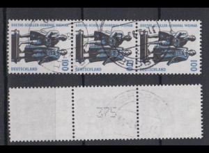 Bund 1934 RM 3er Streifen mit neuer ungerader Nummer SWK 100 Pf gestempelt /2